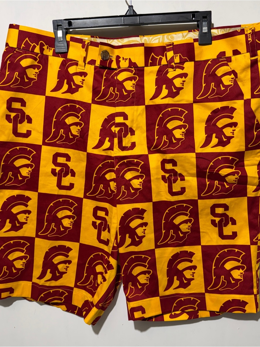Loudmouth USC Trojans Golf Shorts Mens Size 38 Cardinal Gold Checkered